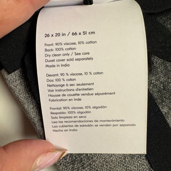 West Elm Striated Chenille Standard Size Pillow Sham Pair Graphite Gray NEW - Picture 4 of 8